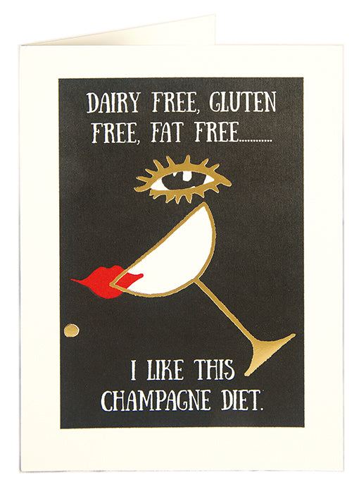 Letterpress Card - Champagne Diet