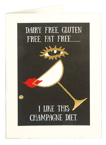 Letterpress Card - Champagne Diet