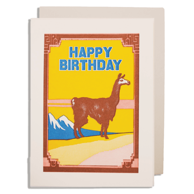 Letterpress Card - Birthday Llama