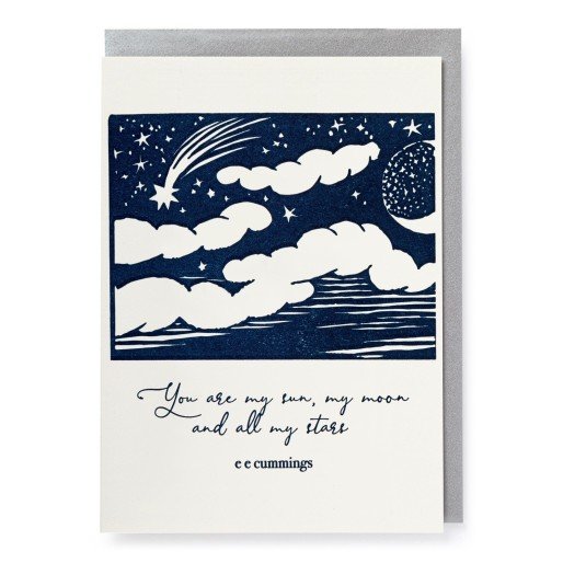Letterpress Card - Sun Moon & Stars