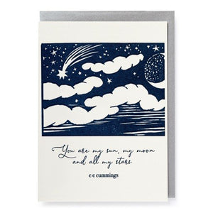 Letterpress Card - Sun Moon & Stars