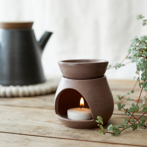 Handmade Glazed Stoneware Essential Oil Wax Melt Burner - Mineral Brown