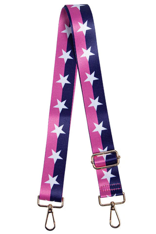 Pink and Navy Star Bag Strap