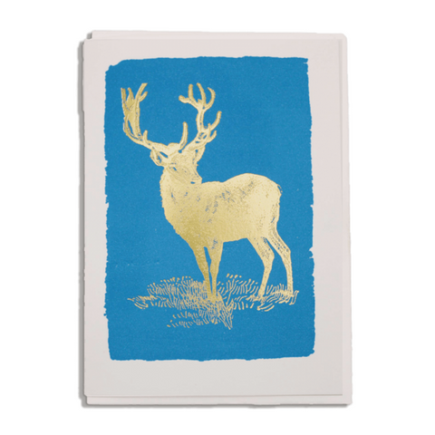Letterpress Christmas Card - Stag on Tiffany