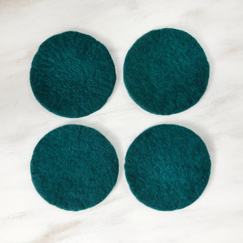 Set of 4 Teal Felted Coasters