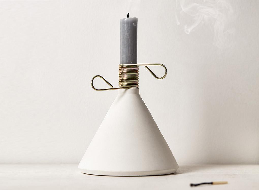 Conic Candle Holder - White