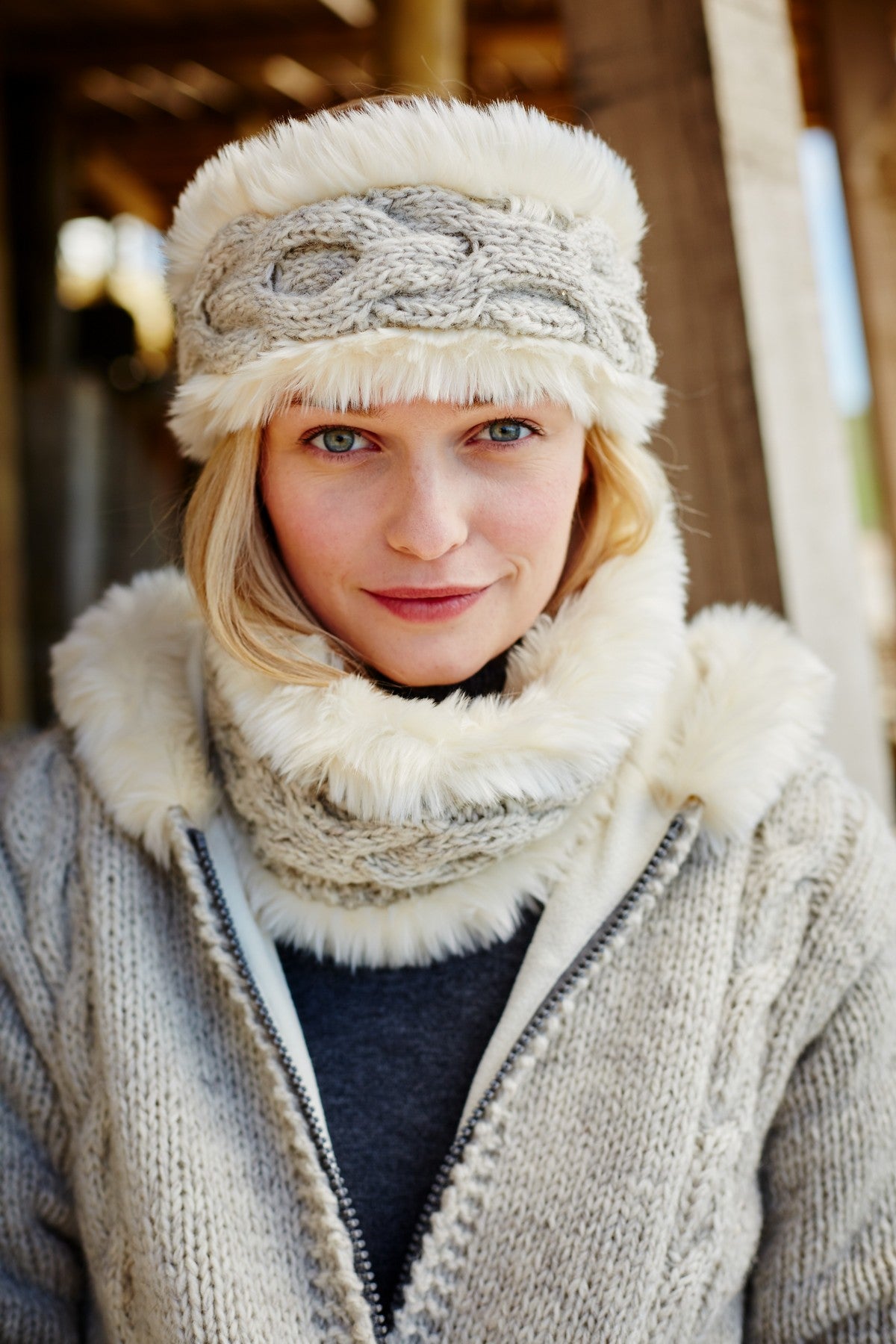 Pachamama Chamonix Oatmeal Faux Fur Headwarmer