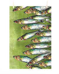 Dollyhotdogs Sardines Tea Towel