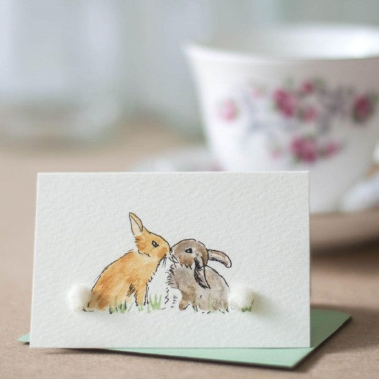 Mini Card - Rabbits Kissing