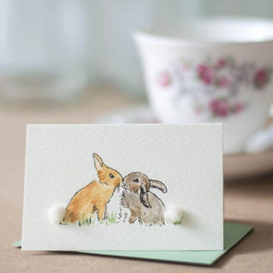 Mini Card - Rabbits Kissing
