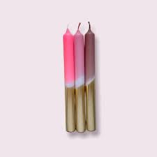 Pink Stories Luxury Dip Dye Neon Candles - Harvest Moon