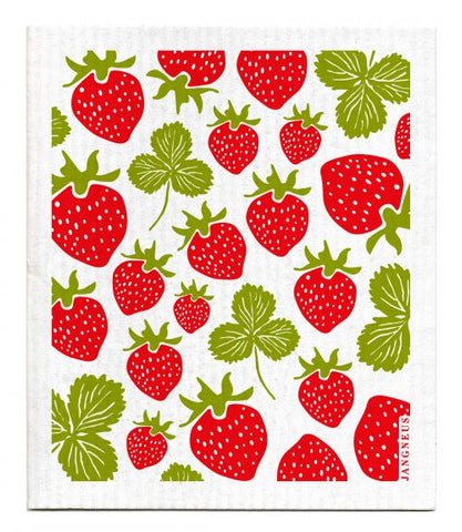 Red Strawberries Dishcloth - Made from 100% Biodegradable Materials By Jangneus