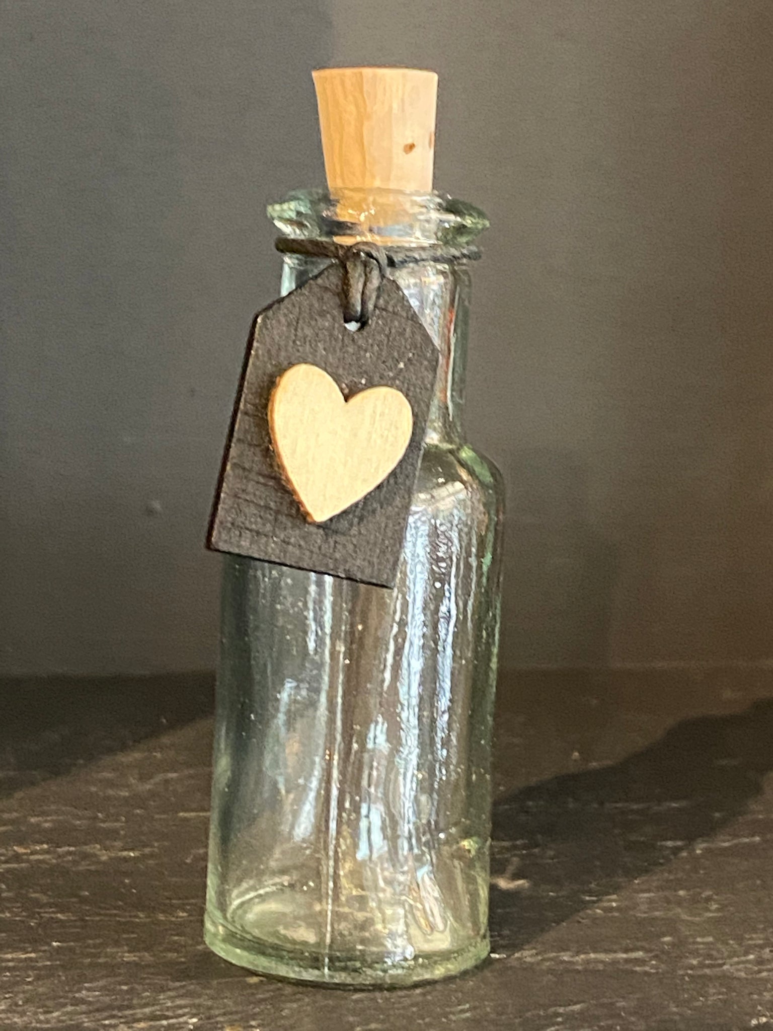 Glass Bottle Heart Tag