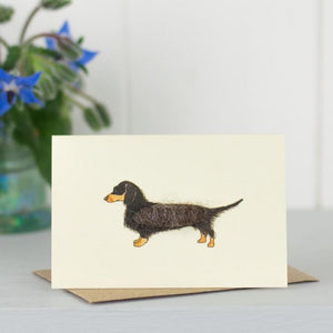 Mini Card - Long Haired Black & Tan Dachsund