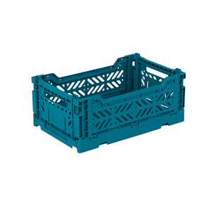 Mini Folding Stackable Storage Crate - Peacock Green