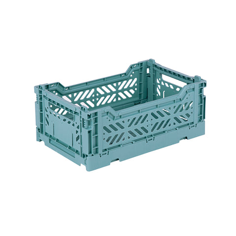 Mini Folding Stackable Storage Crate - Teal